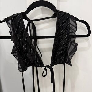 Tiger Mist Black Crop Top with Silver Accents